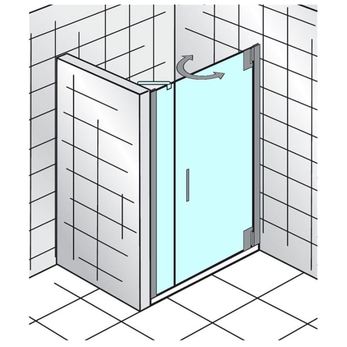 HSK K2P Drehtür und Nebenteil für Nische 120 x 200 cm Türanschlag rechts