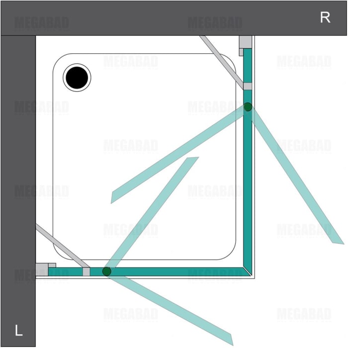 HSK K2P 2 Drehtüren an Nebenteilen Eckeinstieg, 80 x 90 cm