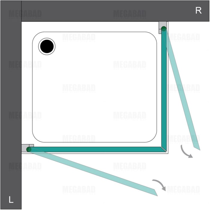HSK K2P 2 Drehtüren Eckeinstieg, 90x80 cm