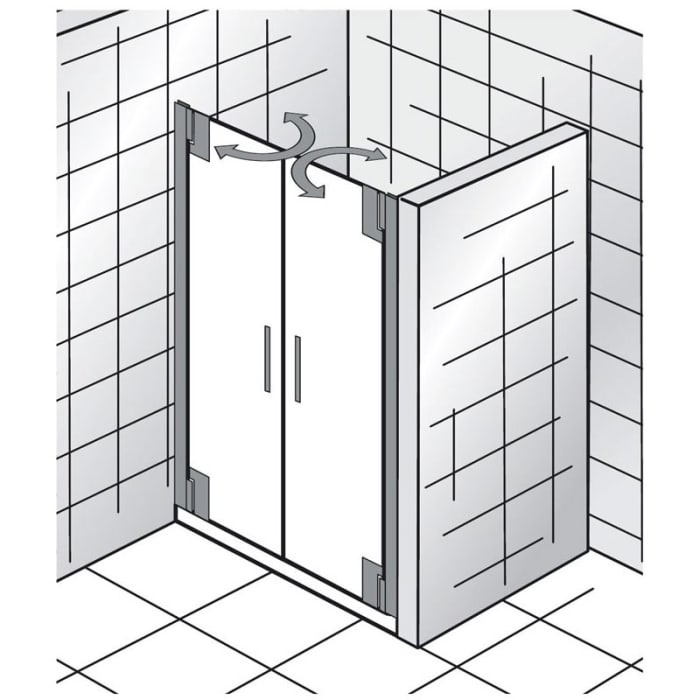 HSK K2P Pendeltüre für Nische 120 cm mit Stangengriff lang