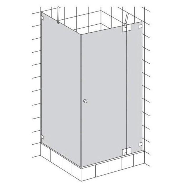 HSK Kienle Drehtür mit K 180° Beschlag an Nebenteil und Seitenwand, Anschlag rechts