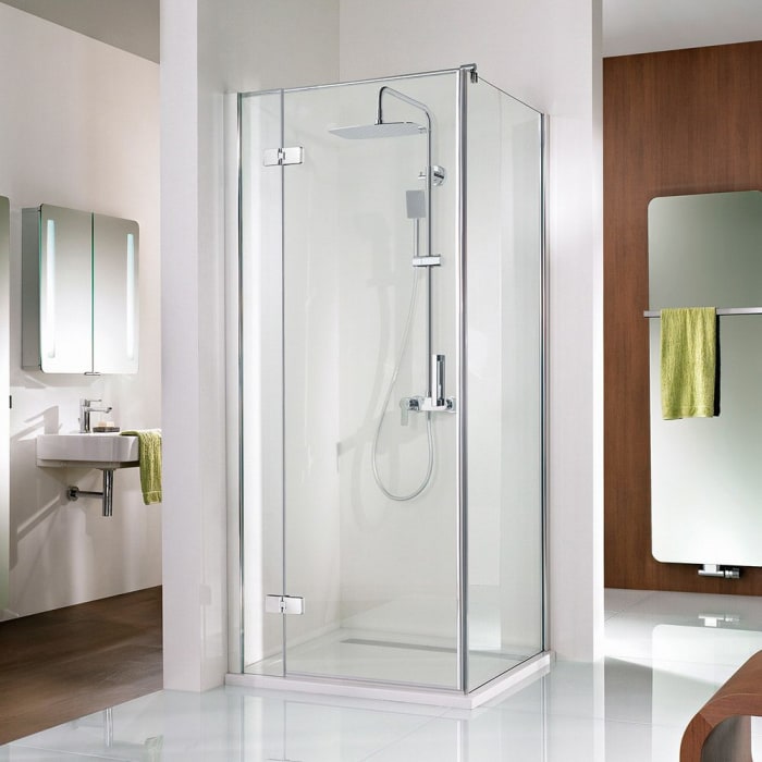 HSK Premium Softcube Drehtür für Seitenwand 90 x 200 cm, Anschlag links mit Stangengriff