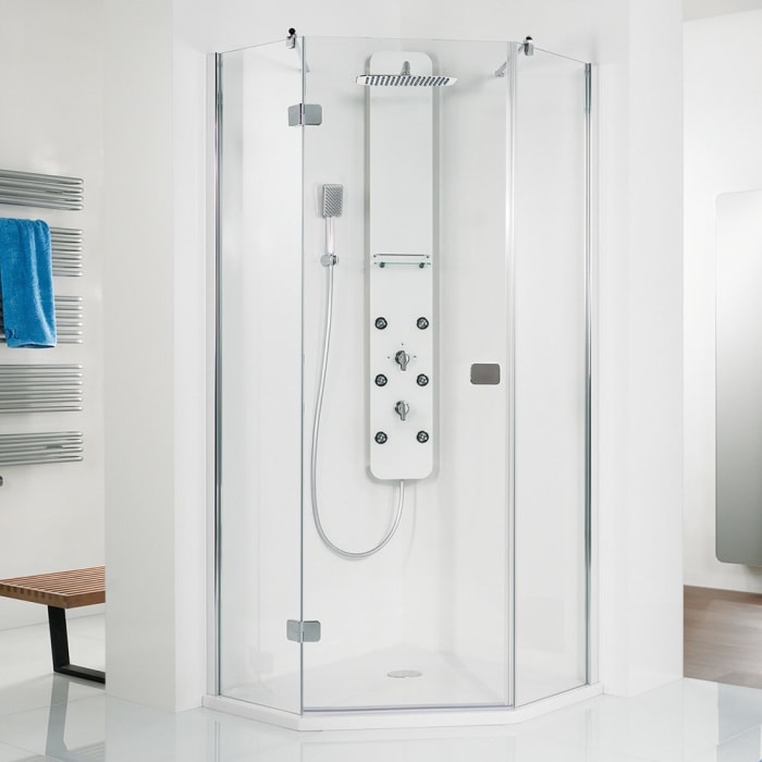 HSK Premium Softcube Fünfeckdusche 100 cm, Anschlag links
