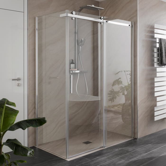 HSK Premium Softcube Gleittür 2-teilig 120 cm mit Seitenwand 90 cm rechts