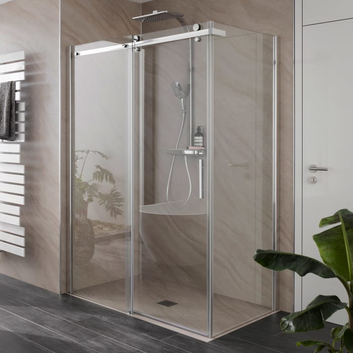 HSK Premium Softcube Gleittür 2-teilig 160 cm mit Seitenwand 90 cm rechts