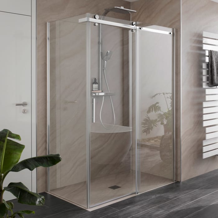 HSK Premium Softcube Gleittür 2-teilig 140 cm mit Seitenwand 80 cm links