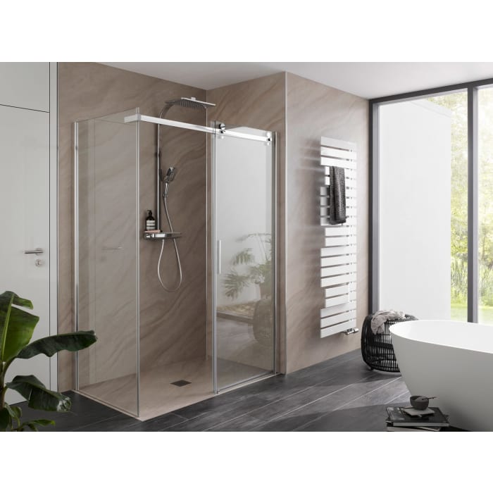 HSK Premium Softcube Gleittür 2-teilig 120 cm mit Seitenwand 90 cm links