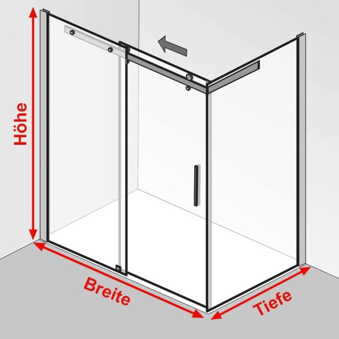 HSK Premium Softcube Gleittür 2-teilig 160 cm mit Seitenwand 90 cm rechts