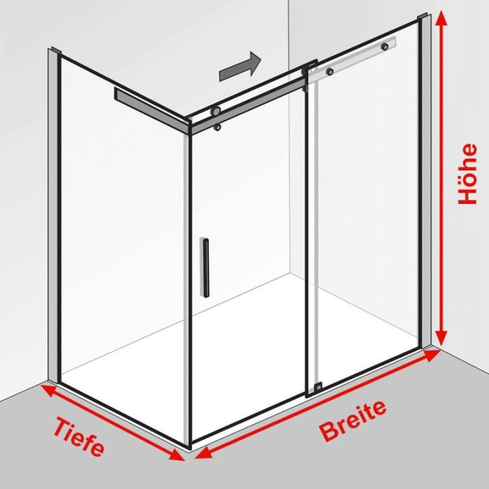HSK Premium Softcube Gleittür 2-teilig 120 cm mit Seitenwand 80 cm links