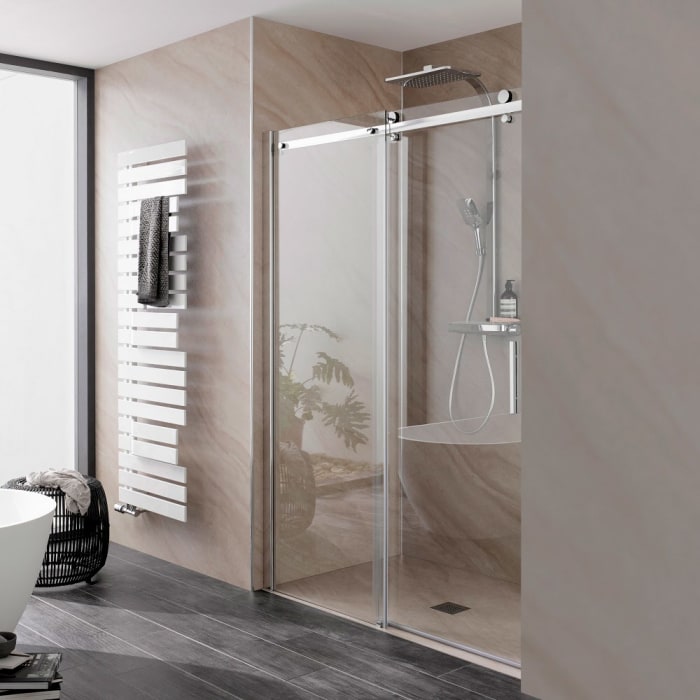 HSK Premium Softcube Gleittür für Nische 140 cm 2-teilig, Festelement links