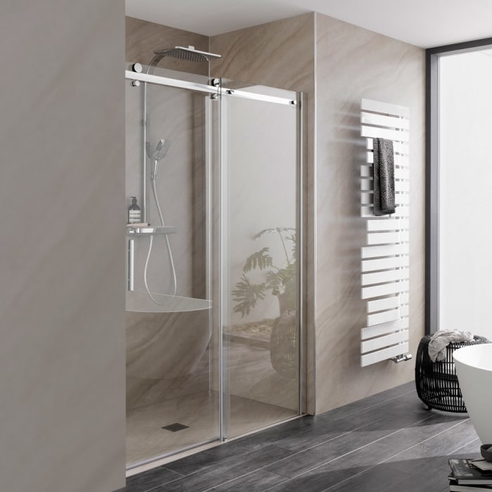 HSK Premium Softcube Gleittür für Nische 140 cm 2-teilig, Festelement rechts