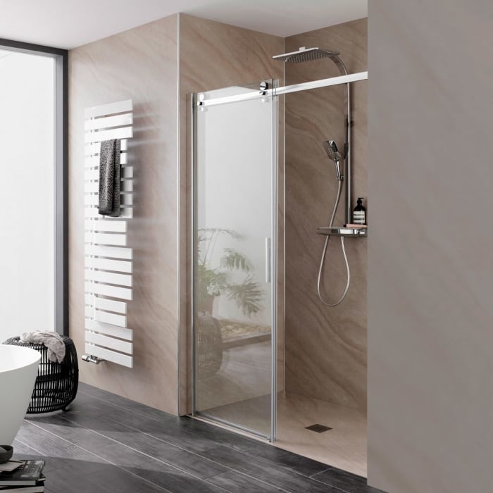 HSK Premium Softcube Gleittür für Nische 140 cm 2-teilig, Festelement links