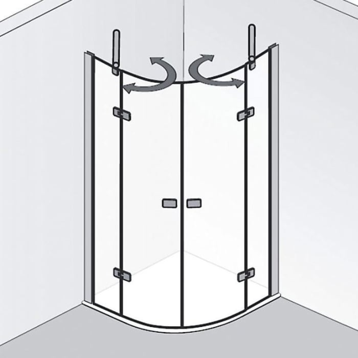 HSK Premium Softcube Runddusche 4-teilig, Sondermaß, Höhe 185 cm, Radius 50 cm