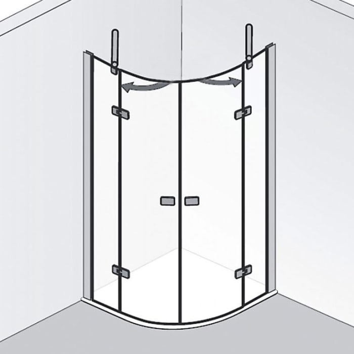 HSK Premium Softcube Runddusche 4-teilig 90 x 90 x 200 cm, Radius 50 cm