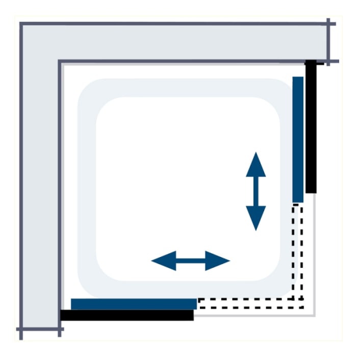 HSK Favorit Prima Gleittür Eckeinstieg 4-teilig Variabel von 80 bis 90 cm
