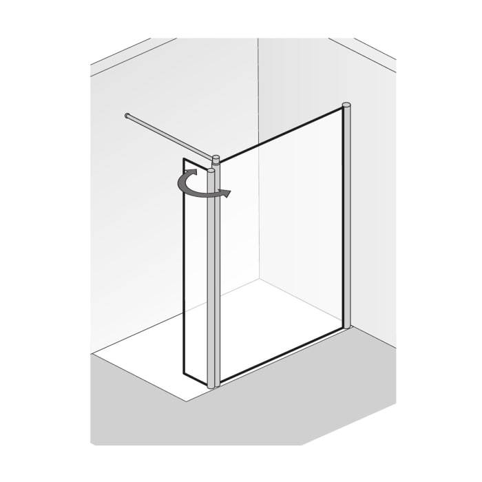 HSK Walk-In Easy 1 Frontelement 100 cm mit einem schwenkbaren Seitenteil, Anschlag rechts