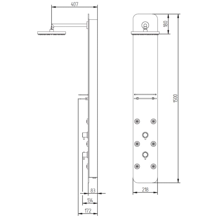 HSK Softcube Duschpaneel Kopfbrause superflach, rund 25 cm