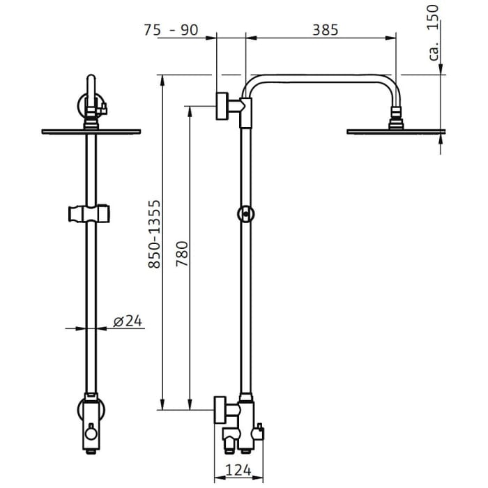 HSK Shower-Set Modell RS 200 Universal, Kopfbrause superflach, rund 25 cm