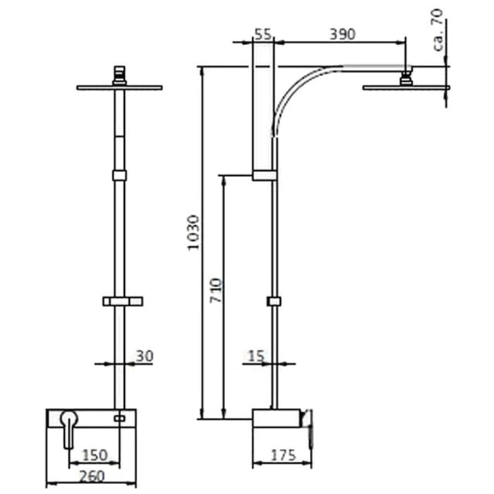 HSK AquaSwitch RS 500 Mix mit Kopfbrause superflach 30 x 30 cm