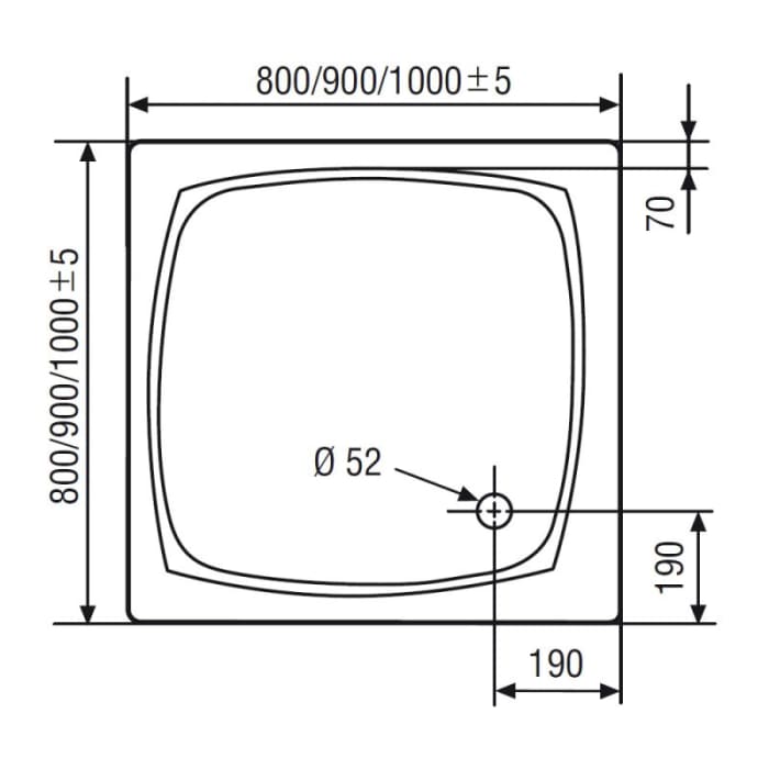 HSK Acryl-Duschwanne flach 80 x 80 cm