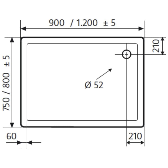 HSK Acryl-Duschwanne flach 80 x 120 cm