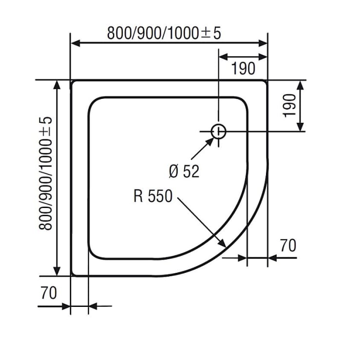 HSK Acryl-Duschwanne flach 80 x 80 cm