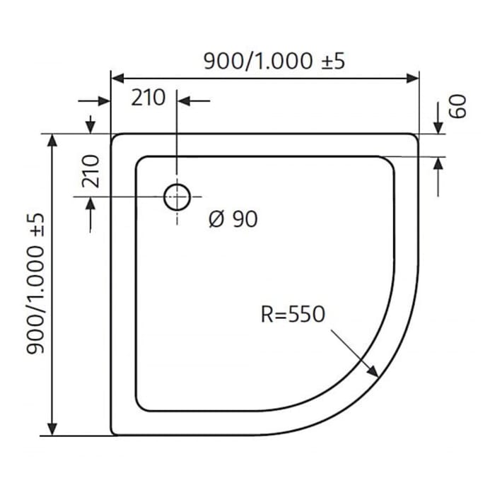 HSK Marmor-Polymer-Duschwanne Superflach 100 x 100 cm