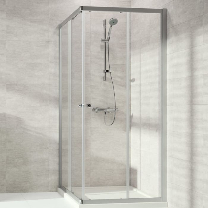 HÜPPE Alpha 2 teilgerahmt 4-Eck Gleittüreckeinstieg 2-teilig, 90/90 x 190 cm, Glas ohne Anti-Plaque