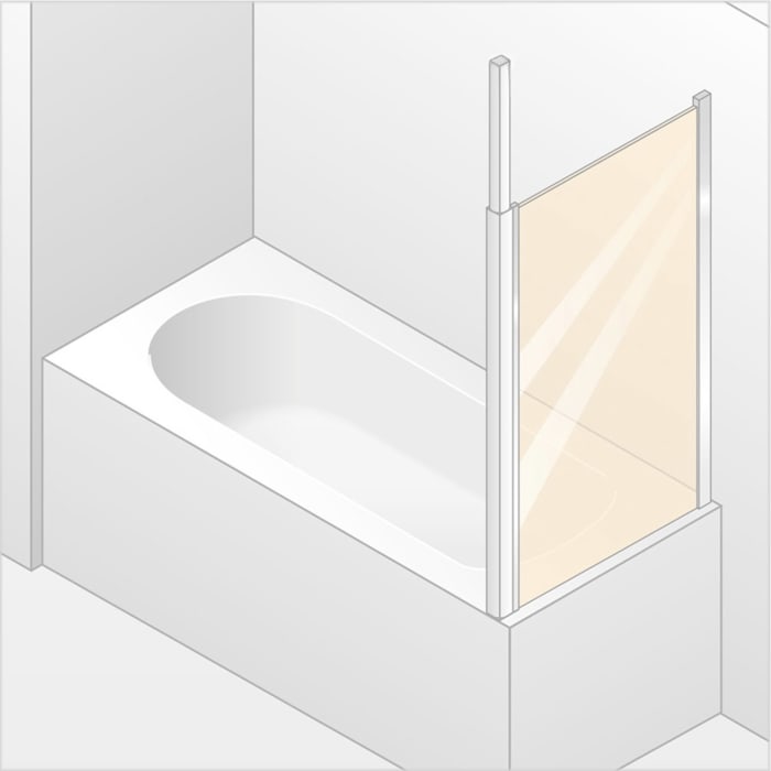 HÜPPE 501 Design pure Badewannenabtrennung Seitenwand über Eck Sondermaß, Glas ohne Anti-Plaque