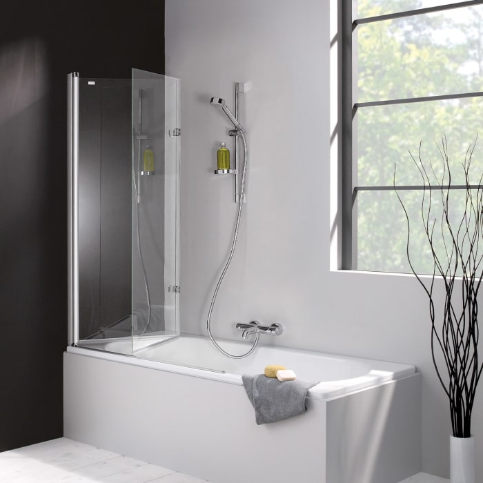 HÜPPE 501 Design pure Badewannenabtrennung Schwingfalttür 100 cm, links, Glas mit Anti-Plaque