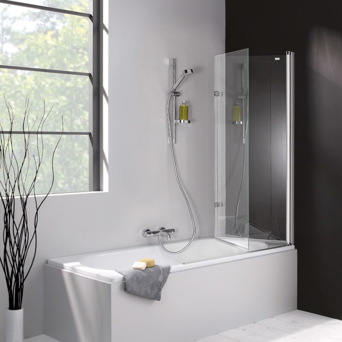 HÜPPE 501 Design pure Badewannenabtrennung Schwingfalttür Sondermaß, rechts, Glas mit Anti-Plaque