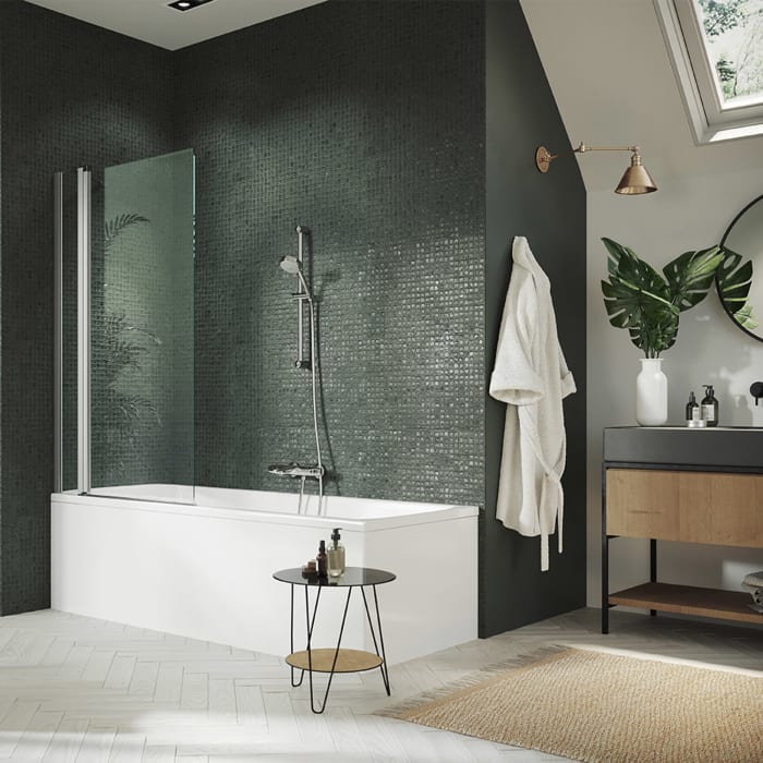 HÜPPE 501 Design pure Badewannenabtrennung 2-teilig, 95 cm, Glas ohne Anti-Plaque