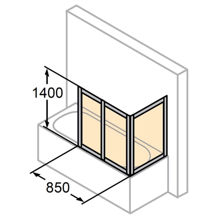 HÜPPE Combinett 2 Badewannenabtrennung mit breitem Segment Sondermaß