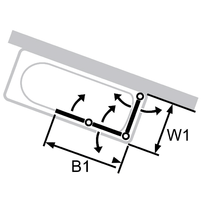HÜPPE Combinett 2 Badewannenabtrennung mit breitem Segment Kunstglas 75 cm