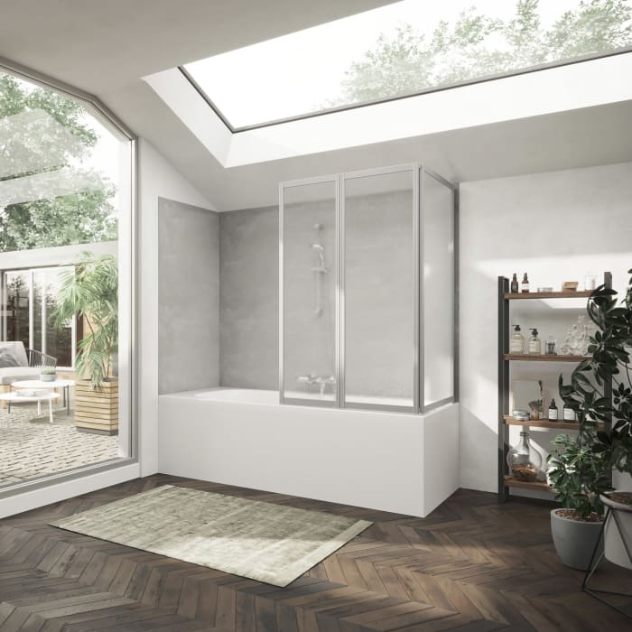 HÜPPE Combinett 2 Badewannenabtrennung mit breitem Segment Kunstglas 75 cm