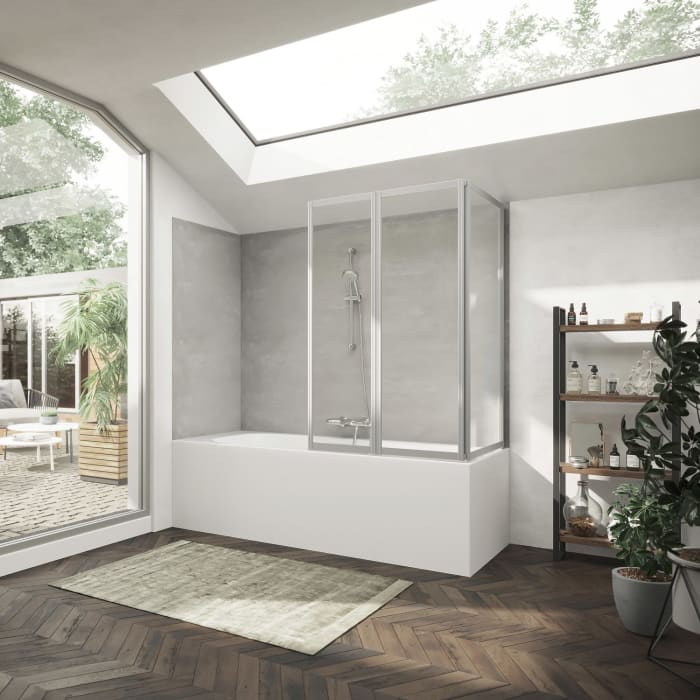 HÜPPE Combinett 2 Badewannenabtrennung mit breitem Segment 75 cm