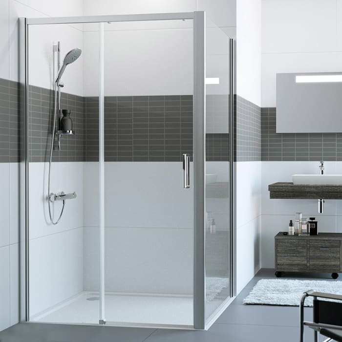 HÜPPE Classics 2 EasyEntry Gleittür 1-teilig mit Festteil links 135 x 200 cm, Glas mit Anti-Plaque