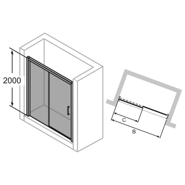 HÜPPE Classics 2 EasyEntry Gleittür 1-teilig mit Festteil links 115 x 200 cm, Glas mit Anti-Plaque