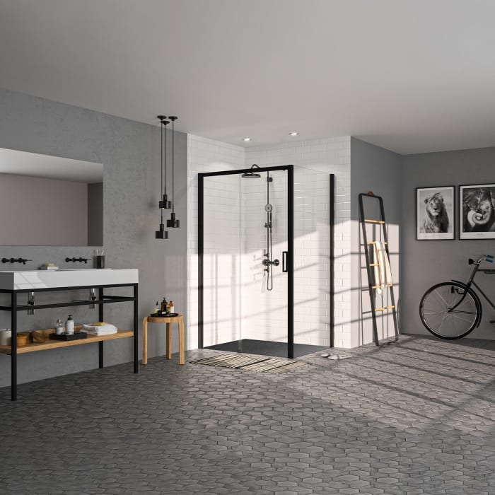 HÜPPE Classics 2 EasyEntry Gleittür 1-teilig mit Festteil links 110 x 200 cm, Glas mit Anti-Plaque