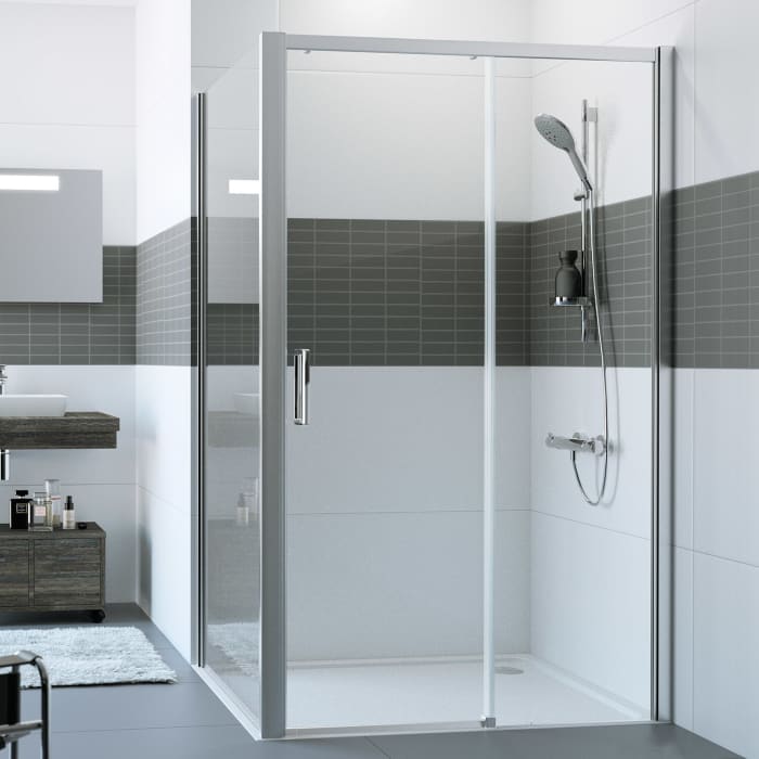 HÜPPE Classics 2 EasyEntry Gleittür 1-teilig mit Festteil rechts 125 x 200 cm, Glas ohne Anti-Plaque