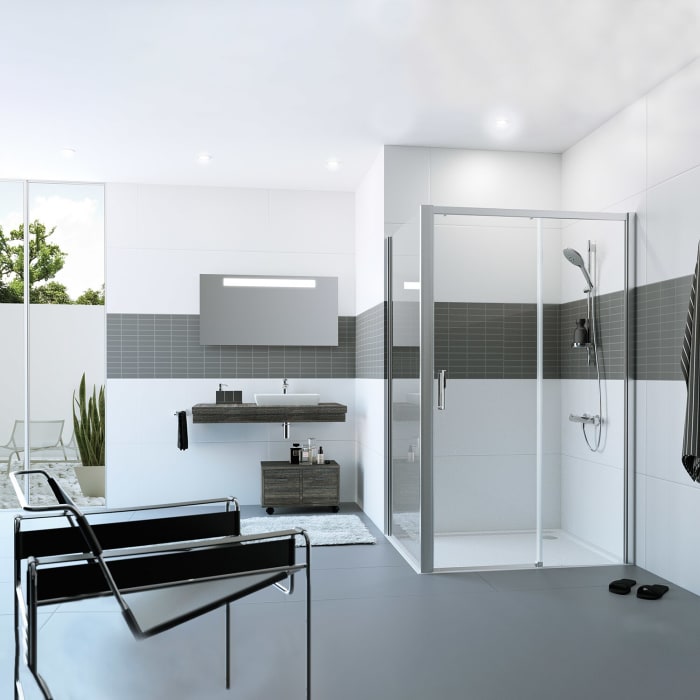 HÜPPE Classics 2 EasyEntry Gleittür 1-teilig mit Festteil rechts 140 x 200 cm, Glas ohne Anti-Plaque