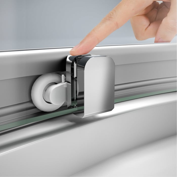 HÜPPE Classics 2 Gleittür 1/4 Kreis mit Festteilen 90/90 x 200 cm, R= 55 cm, Glas ohne Anti-Plaque