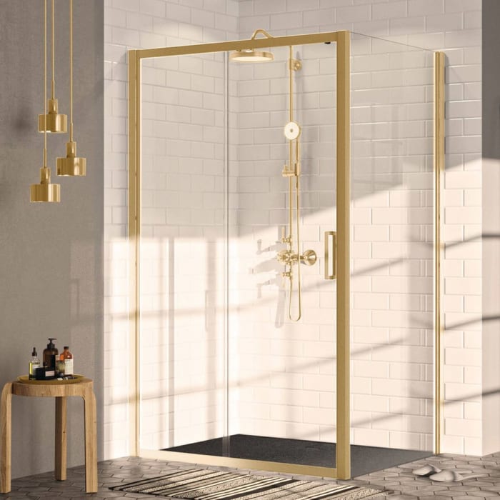 HÜPPE Classics 2 Gleittür 1-teilig mit festem Segment im Sondermaß, Glas mit Anti-Plaque