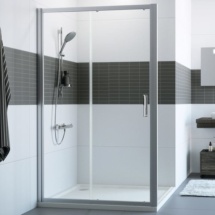 HÜPPE Classics 2 Gleittür 1-teilig mit festem Segment 100 x 190 cm, Glas ohne Anti-Plaque