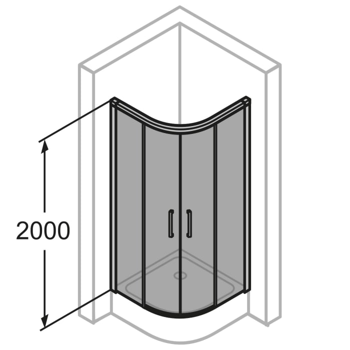 HÜPPE Classics 2 EasyEntry 1/4 Kreis Gleittür 80/80 x 200 cm, R= 50 cm, Glas ohne Anti-Plaque