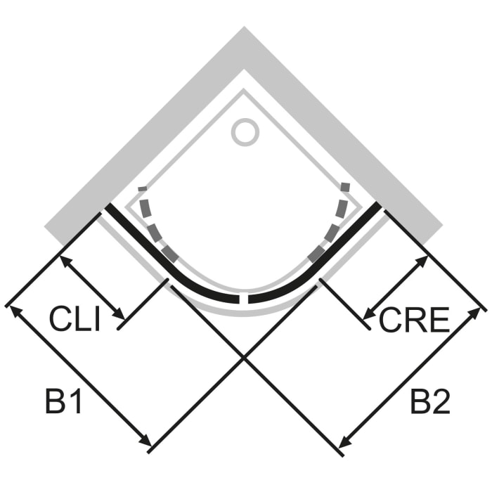 HÜPPE Classics 2 EasyEntry 1/4 Kreis Gleittür im Sondermaß, R= 50 cm, Glas ohne Anti-Plaque