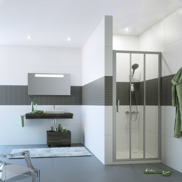 HÜPPE Classics 2 Gleittür 2-teilig mit festem Segment 100 x 190 cm, Glas mit Anti-Plaque