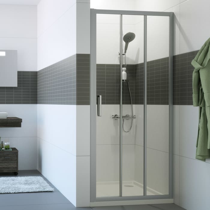 HÜPPE Classics 2 Gleittür 2-teilig mit festem Segment 75 x 190 cm, Glas ohne Anti-Plaque