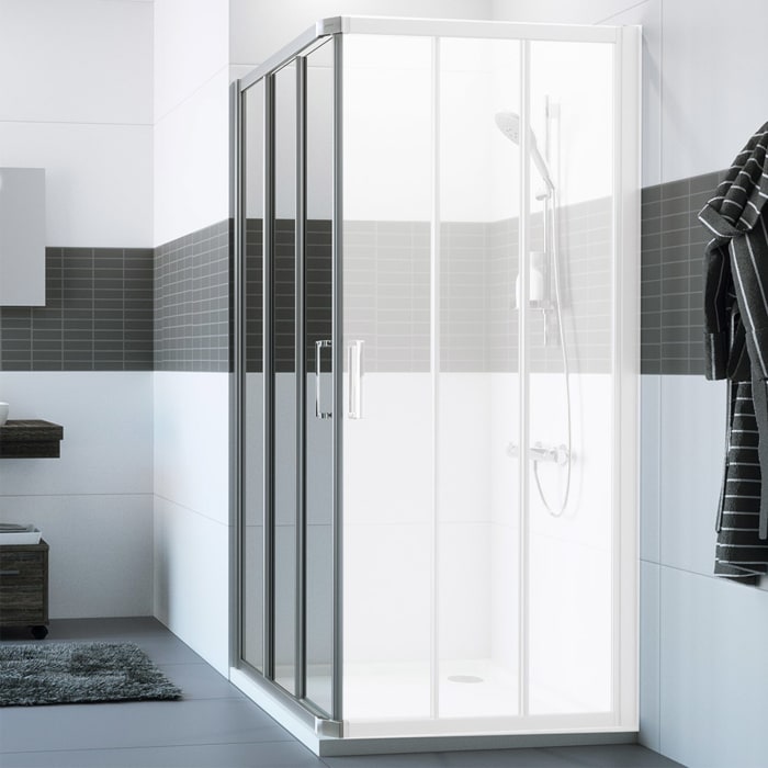 HÜPPE Classics 2 Gleittüreckeinstieg 3-teilig 70 x 190 cm, Glas mit Anti-Plaque