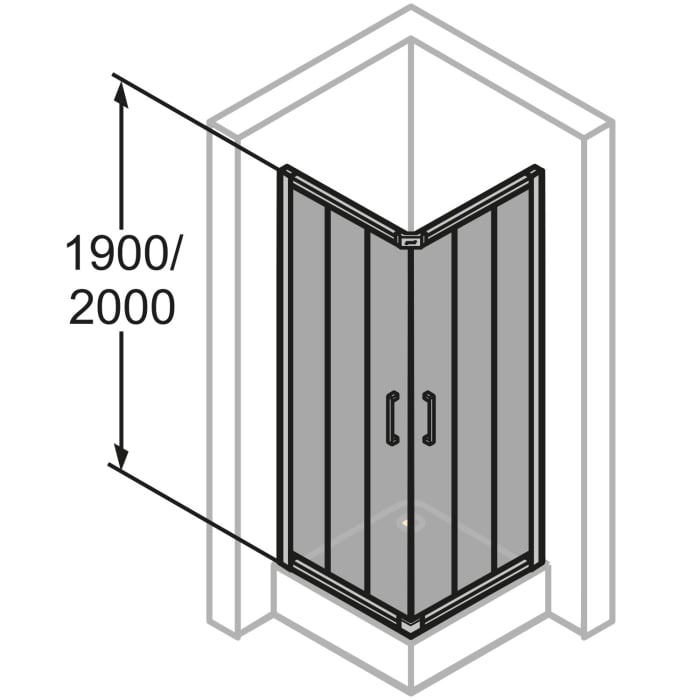 HÜPPE Classics 2 Gleittüreckeinstieg 3-teilig 90/90 x 190 cm, Glas mit Anti-Plaque